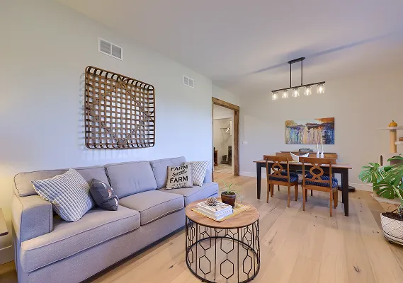 A cozy ISM Construction interior blending rustic charm with modern design.