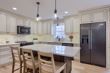 A complete interior finish update by ISM Construction at Fawn Hollow featuring new flooring, trim, lighting, and cabinetry that make the entire home feel brand new.