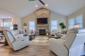A bright and open living area in a custom ISM Construction in-law suite designed to provide a welcoming space for relaxation and personal time.