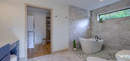 Luxury master bathroom with a soaking tub built by ISM Construction, a specialist in Second-Story Additions in Lebanon, PA.