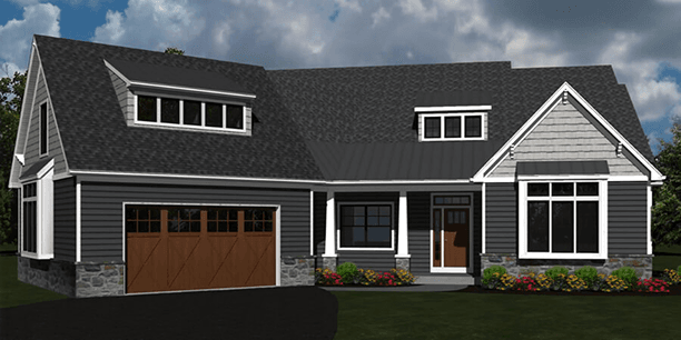 Exterior rendering of The Robinson, a 2-story custom home plan by ISM Construction featuring 3,134 sq. ft., 3 bedrooms, and 3 bathrooms.